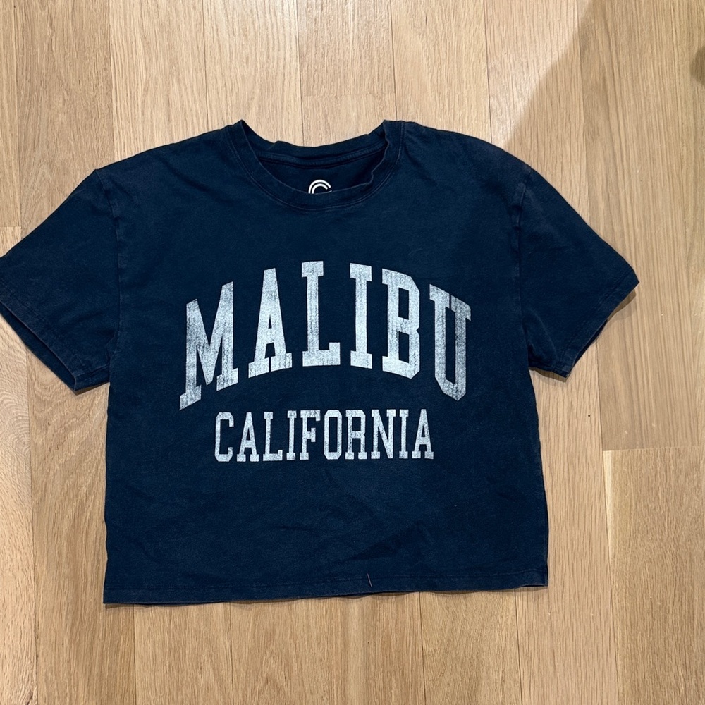 Malibu California Navy Crop Top